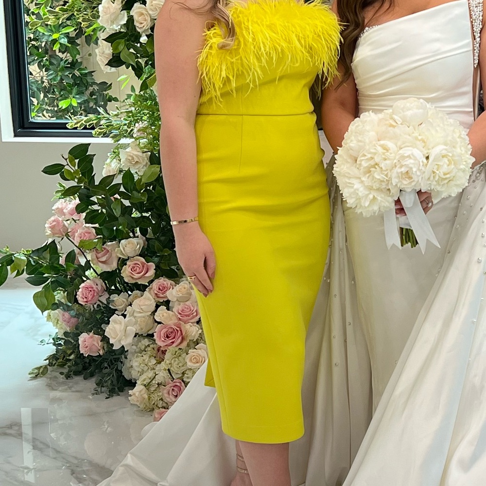 Rebeca Vallance Feather Yellow Midi dress - Picture 5 of 5
